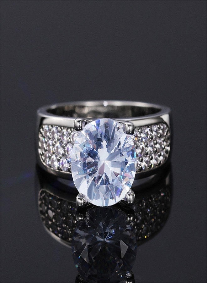RKKOJJO 925 Sterling Silver Shiny Gem Ring Cubic Zirconia Rings CZ Diamond Multi Row Ring Eternity Engagement Wedding Band Ring for Women (US Code 9) - Image 4